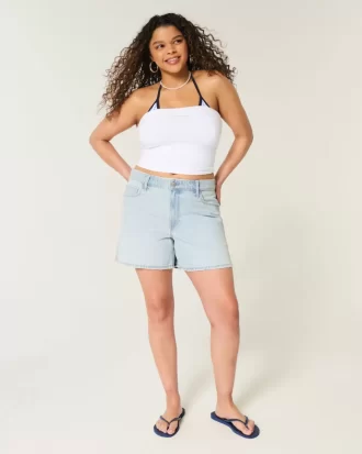 High Rise Light Wash Baggy Denim shortsit 5″