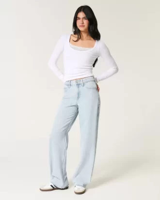 High-Rise Light Wash Baggy Farkut