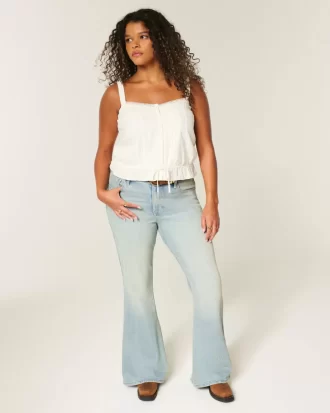 High-Rise Light Wash Star Pocket Flare -farkut