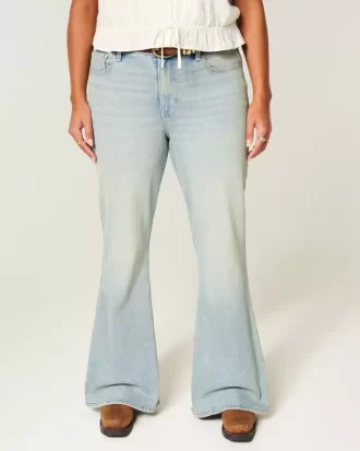 High-Rise Light Wash Star Pocket Flare -farkut