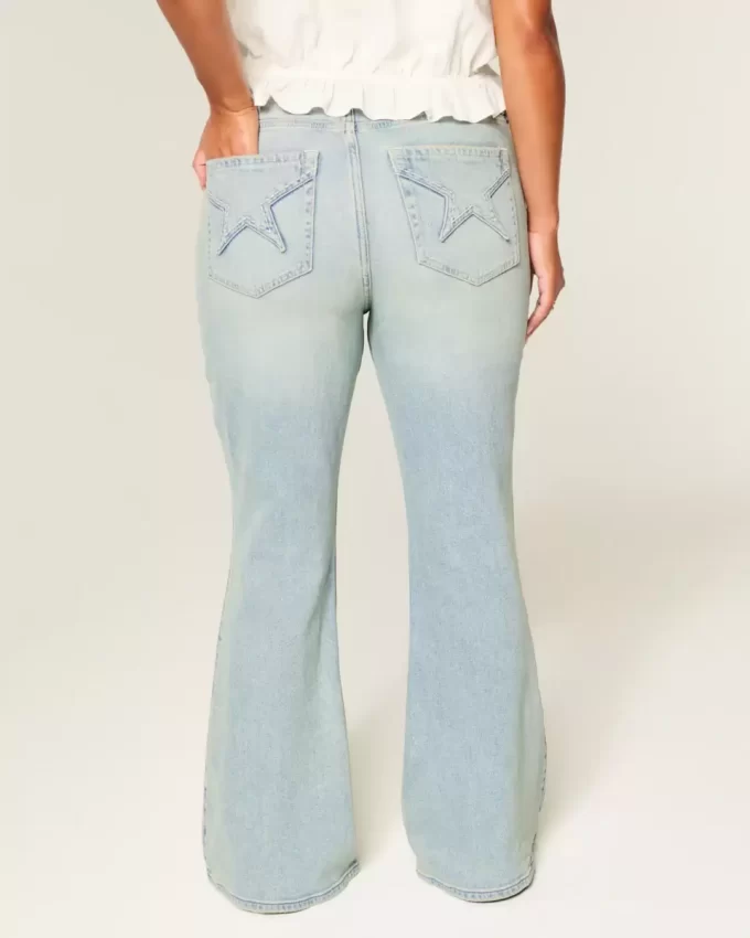 High-Rise Light Wash Star Pocket Flare -farkut High-Rise Light Wash Star Pocket Flare -farkut