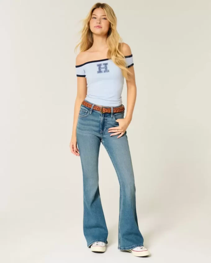 High-Rise Medium Wash Flare farkut High-Rise Medium Wash Flare farkut