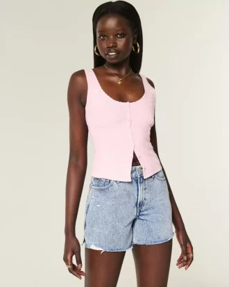 High Rise Medium Wash Shell Brodeeratut Baggy Denim shortsit 5″