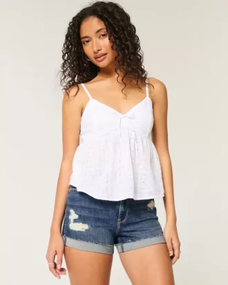 High-Rise repeytyneet Dark Wash Denim shortie shortsit