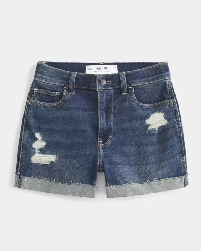 High-Rise repeytyneet Dark Wash Denim shortie shortsit High-Rise repeytyneet Dark Wash Denim shortie shortsit