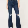High-Rise repeytyneet Dark Wash Flare Farkut High-Rise repeytyneet Dark Wash Flare Farkut