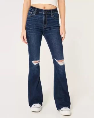 High-Rise repeytyneet Dark Wash Flare Farkut