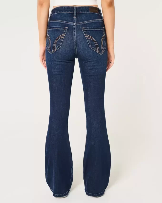 High-Rise repeytyneet Dark Wash Flare Farkut High-Rise repeytyneet Dark Wash Flare Farkut
