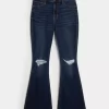 High-Rise repeytyneet Dark Wash Flare Farkut High-Rise repeytyneet Dark Wash Flare Farkut