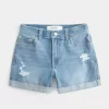 High-Rise repeytyneet Medium Light Wash Denim Shortie shortsit High-Rise repeytyneet Medium Light Wash Denim Shortie shortsit