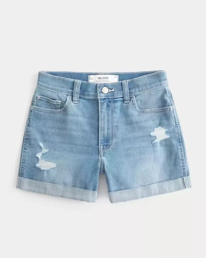 High-Rise repeytyneet Medium Light Wash Denim Shortie shortsit High-Rise repeytyneet Medium Light Wash Denim Shortie shortsit