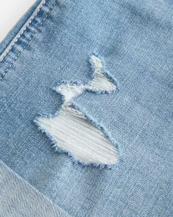 High-Rise repeytyneet Medium Light Wash Denim Shortie shortsit High-Rise repeytyneet Medium Light Wash Denim Shortie shortsit