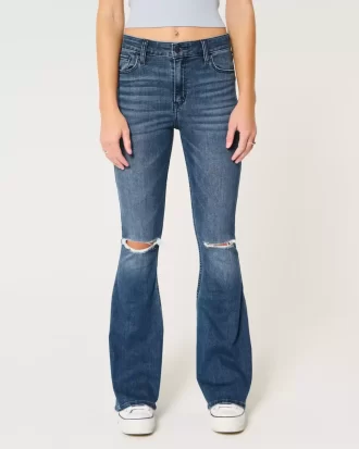 High-Rise repeytyneet Medium Wash Flare farkut
