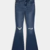 High-Rise repeytyneet Medium Wash Flare farkut High-Rise repeytyneet Medium Wash Flare farkut