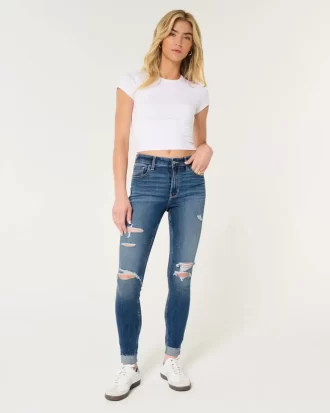 High-Rise repeytyneet Medium Wash Super Skinny Farkut