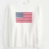Hollister Comfy Cloud American Flag Graphic Crew -villapaita Hollister Comfy Cloud American Flag Graphic Crew -villapaita