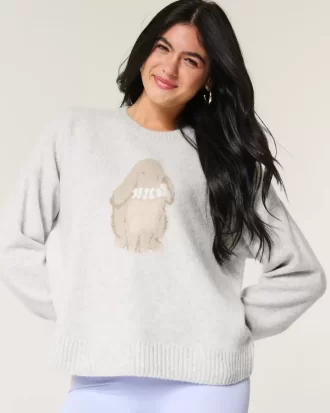 Hollister Comfy Cloud Bunny Graphic Crew -villapaita