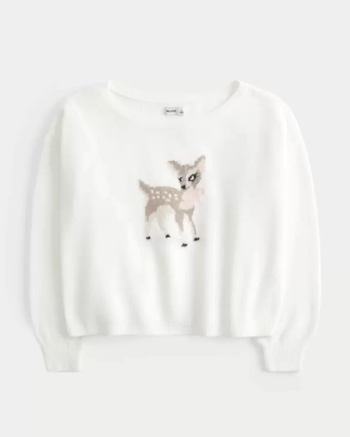 Hollister Comfy Cloud Easy Off-the-Shoulder Deer Graafinen villapaita Hollister Comfy Cloud Easy Off-the-Shoulder Deer Graafinen villapaita