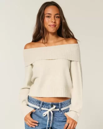 Hollister Comfy Cloud Foldover Off-the-Shoulder -villapaita