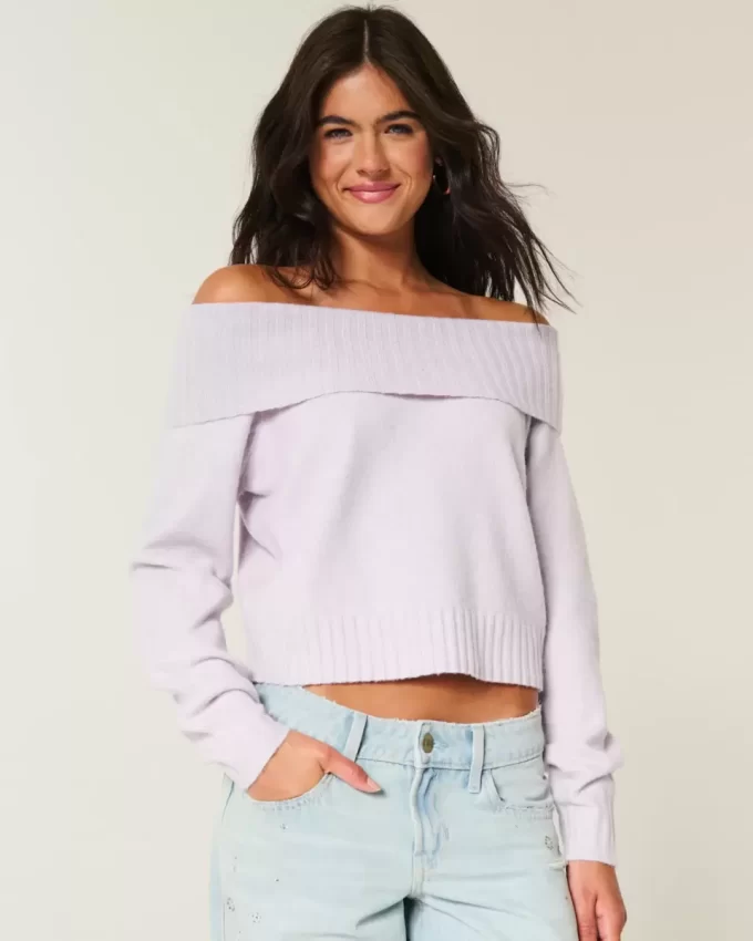 Hollister Comfy Cloud Foldover Off-the-Shoulder -villapaita