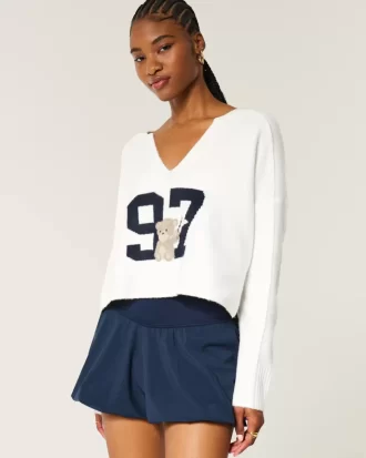 Hollister Comfy Cloud Graphic Notch Neck -neule