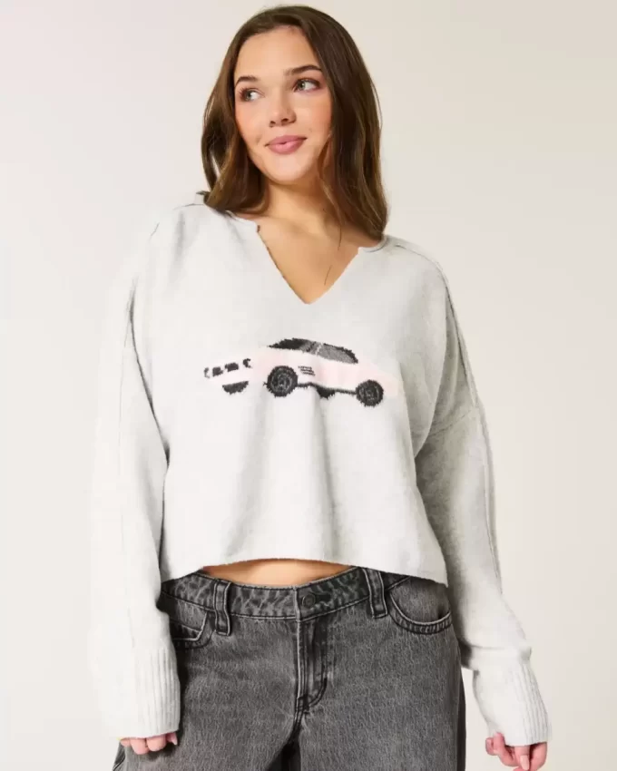 Hollister Comfy Cloud Graphic Notch Neck -neule Hollister Comfy Cloud Graphic Notch Neck -neule