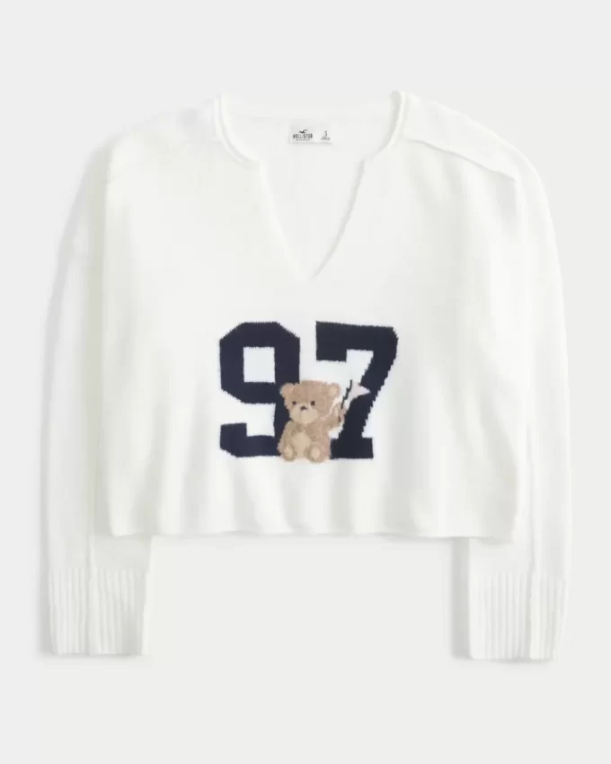 Hollister Comfy Cloud Graphic Notch Neck -neule