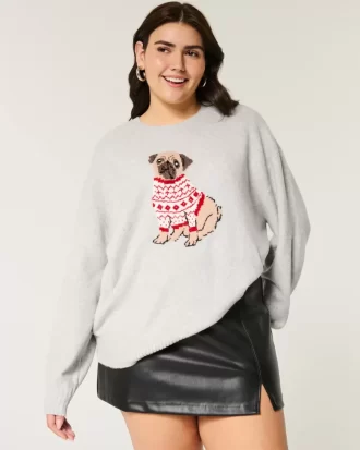 Hollister Comfy Cloud Puppy Graphic Crew -villapaita