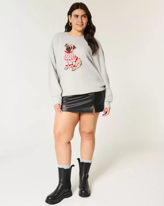 Hollister Comfy Cloud Puppy Graphic Crew -villapaita