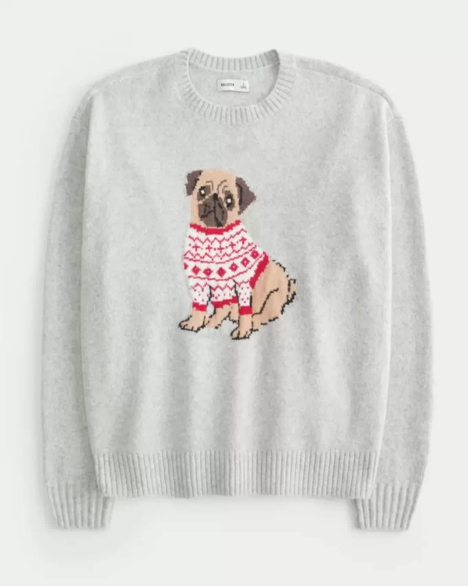 Hollister Comfy Cloud Puppy Graphic Crew -villapaita