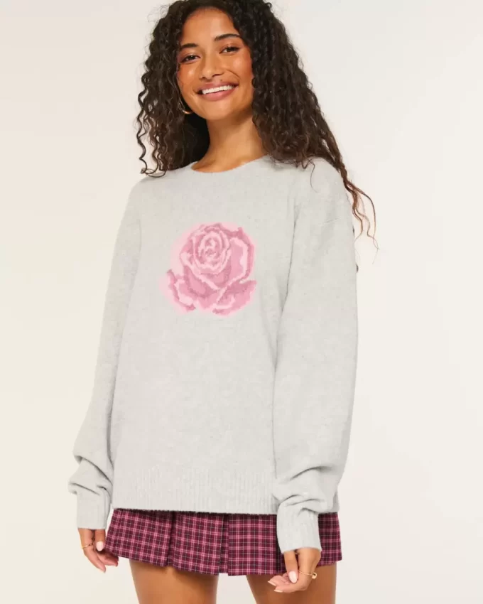 Hollister Comfy Cloud Rose Graafinen villapaita Hollister Comfy Cloud Rose Graafinen villapaita