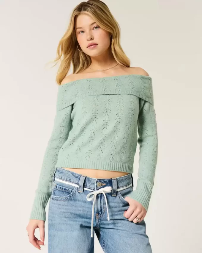 Hollister Comfy Cloud Stitchy off-the-shoulder villapaita