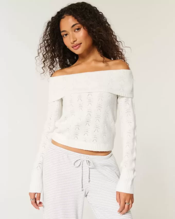 Hollister Comfy Cloud Stitchy off-the-shoulder villapaita