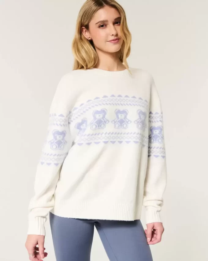 Hollister Comfy Cloud Teddy Bear Graphic Crew -villapaita Hollister Comfy Cloud Teddy Bear Graphic Crew -villapaita