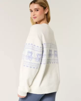Hollister Comfy Cloud Teddy Bear Graphic Crew -villapaita