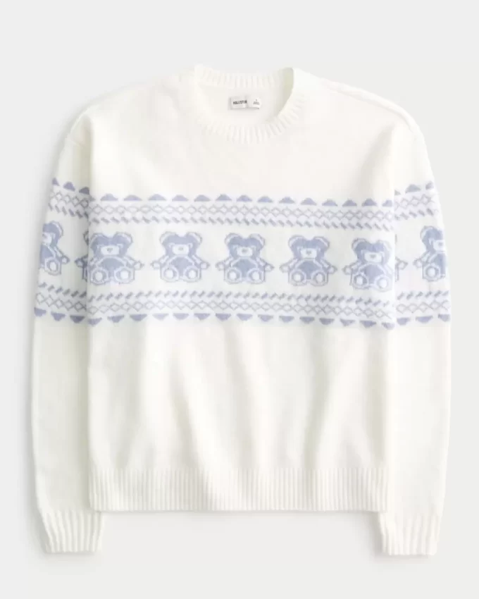 Hollister Comfy Cloud Teddy Bear Graphic Crew -villapaita Hollister Comfy Cloud Teddy Bear Graphic Crew -villapaita