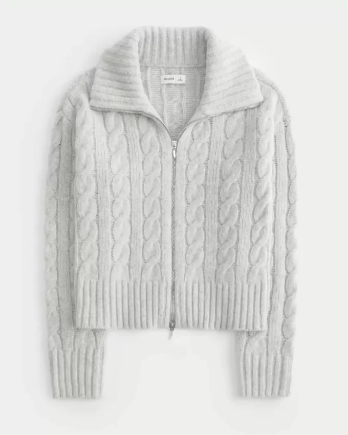 Hollister Comfy Cloud Zip-Up Cable-Net villapaita Hollister Comfy Cloud Zip-Up Cable-Net villapaita