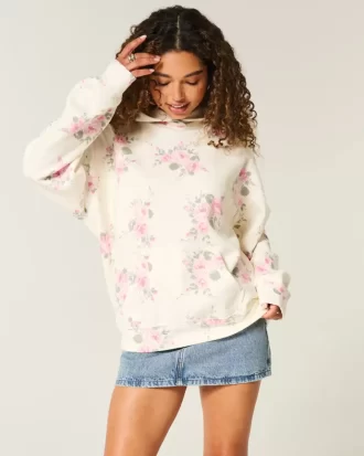 Hollister Feel Good Ylisuuri kukkakuvioinen huppari