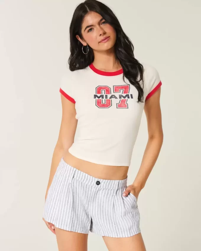 Hollister Livvy matalat pellavasekoitushortsit Hollister Livvy matalat pellavasekoitushortsit