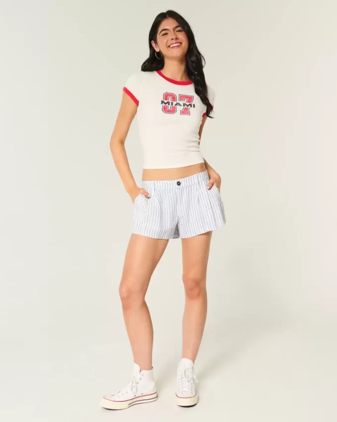 Hollister Livvy matalat pellavasekoitushortsit Hollister Livvy matalat pellavasekoitushortsit