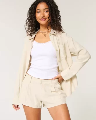 Hollister Livvy matalat pellavasekoitushortsit 3″
