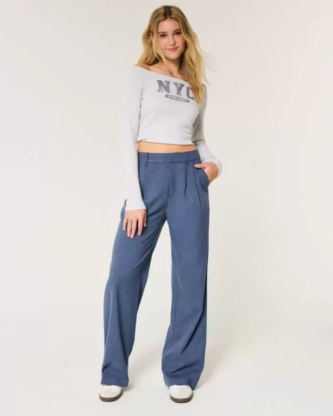 Hollister Livvy Ultra High-Rise leveälahkeiset housut Hollister Livvy Ultra High-Rise leveälahkeiset housut