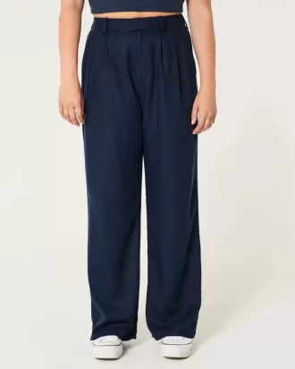 Hollister Livvy Ultra High-Rise Linen Blend leveälahkeiset housut