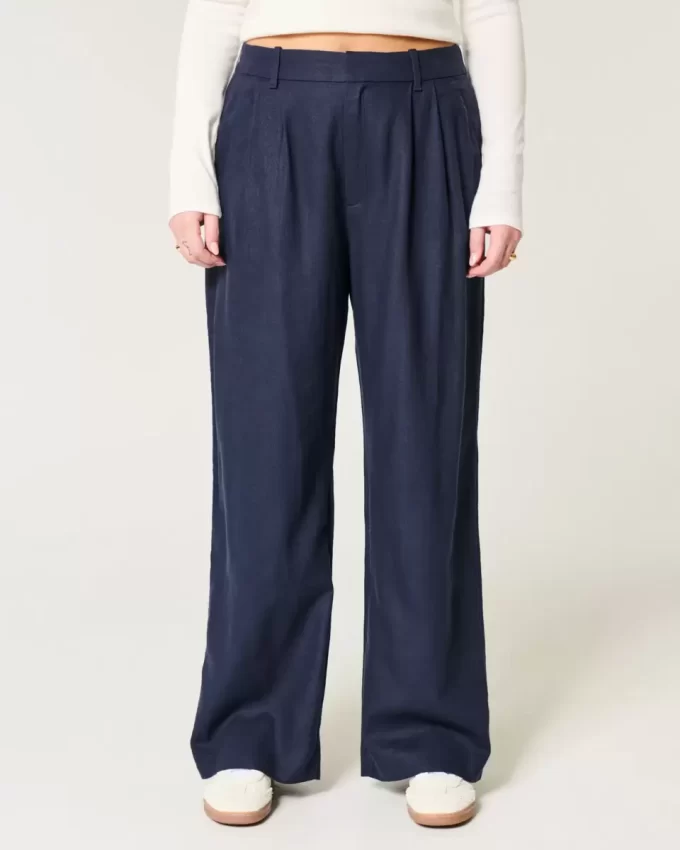 Hollister Livvy Ultra High-Rise pellavasekoiteiset leveälahkeiset housut Hollister Livvy Ultra High-Rise pellavasekoiteiset leveälahkeiset housut
