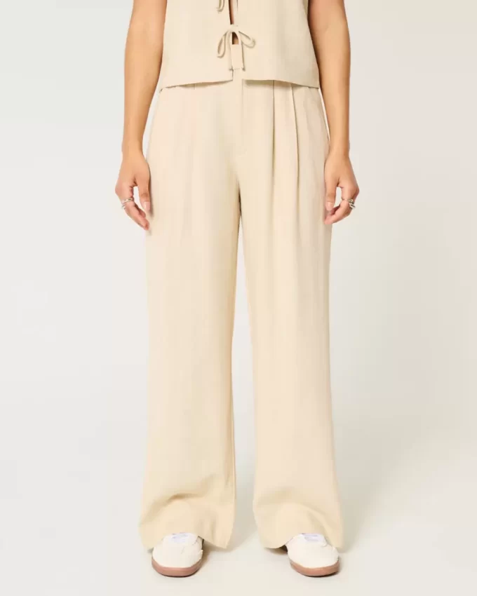 Hollister Livvy Ultra High-Rise pellavasekoiteiset leveälahkeiset housut Hollister Livvy Ultra High-Rise pellavasekoiteiset leveälahkeiset housut
