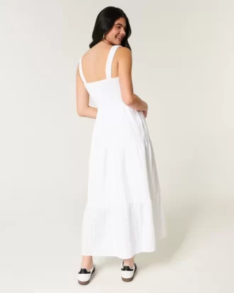Hollister Sofia Side-Smocked Eyelet Maxi -mekko