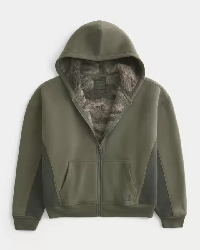 Hollister x Crocs Sherpa-vuorattu vetoketjullinen huppari Hollister x Crocs Sherpa-vuorattu vetoketjullinen huppari