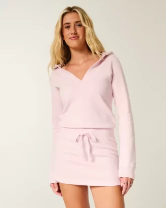 Hupullinen pitkähihainen fleecemekko