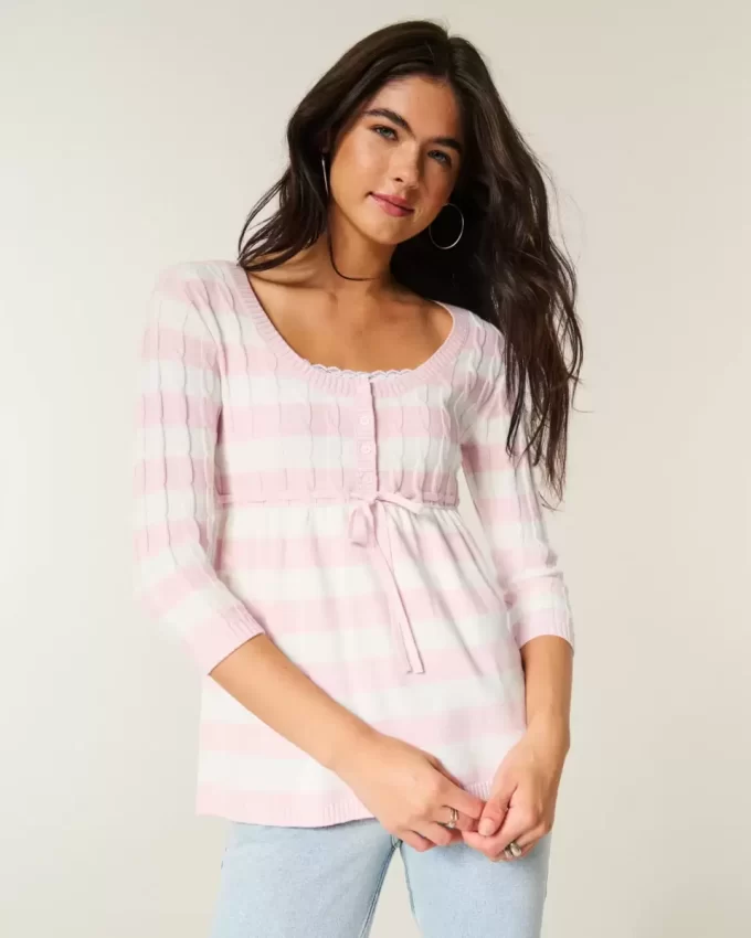 Kaapelineulottu Babydoll Sweater