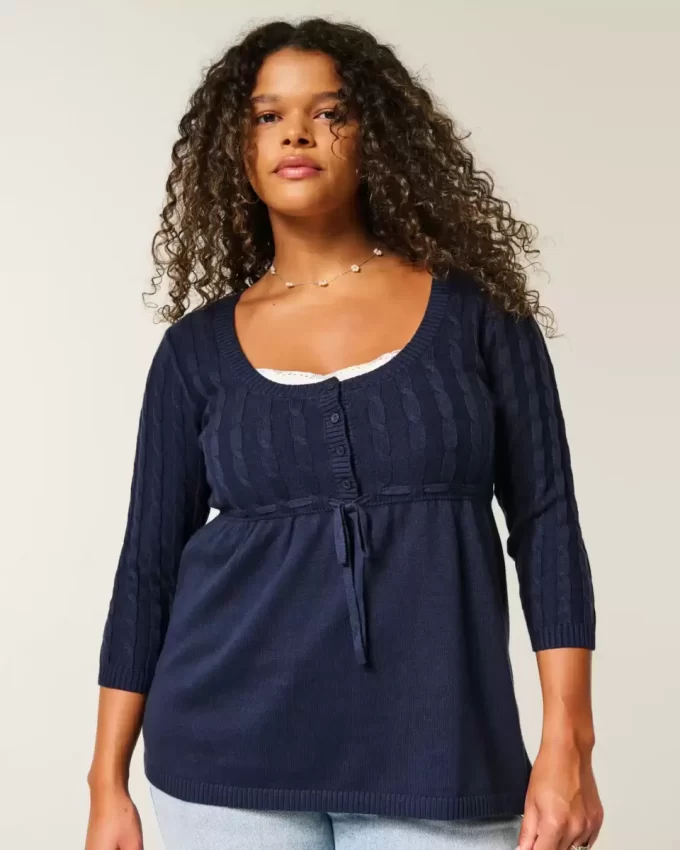 Kaapelineulottu Babydoll Sweater